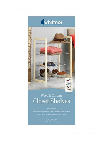 4 Tier Closet Shelves Beige/Silver 11.6x25x27.5inch