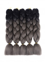5-Piece Long Wavy Hair Extension Dark Grey 24inch
