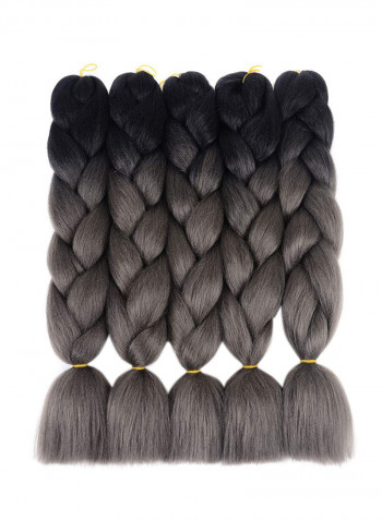 5-Piece Long Wavy Hair Extension Dark Grey 24inch