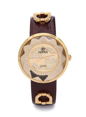 Women's 22K Gold Plated With Crystal Analog Watch P-21665