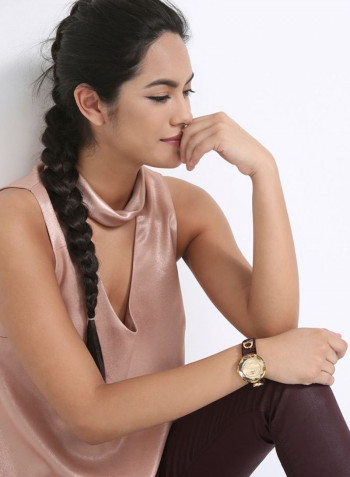 Women's 22K Gold Plated With Crystal Analog Watch P-21665