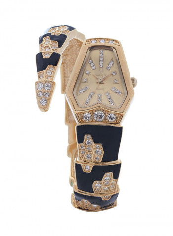 Women's 22K Gold Plated With Crystal Analog Watch P-21628