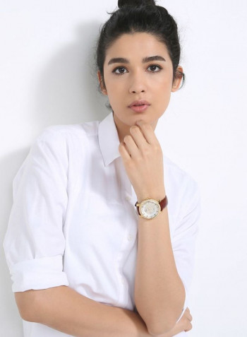 Women's 22K Gold Plated With Crystal Analog Watch P-21733