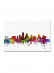 Kansas City Skyline Canvas Wall Art Multicolour 16 x 24inch