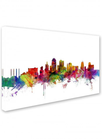 Kansas City Skyline Canvas Wall Art Multicolour 16 x 24inch