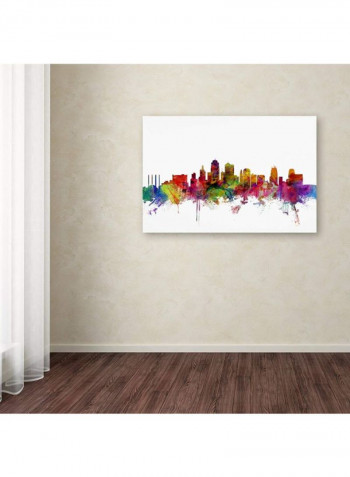 Kansas City Skyline Canvas Wall Art Multicolour 16 x 24inch