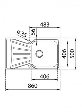Starbright 50 E-Xn 1B 1D Inset Reversible 1 Bowl Sink With Matt Finish Stainless Steel 860x500mmmm