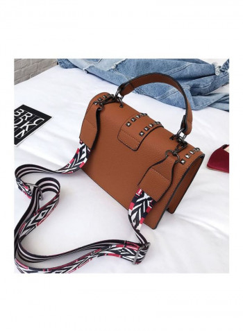 Rivet Studded Crossbody Bag Brown/Black