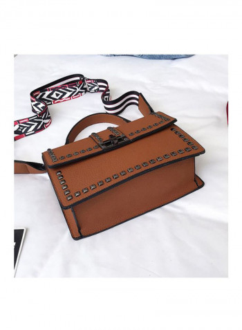 Rivet Studded Crossbody Bag Brown/Black
