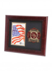 US Firefighter Medallion Portrait Picture Frame Brown/Black 10x1x12inch