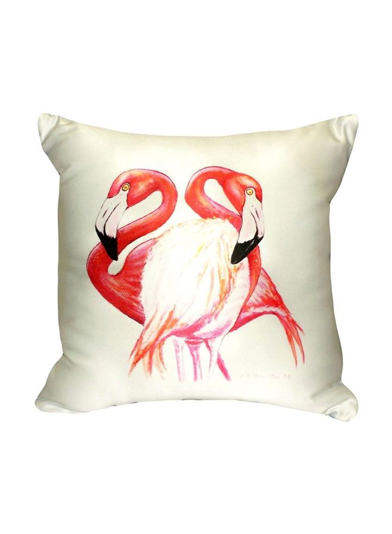 Two Flamingos Decorative Pillow Beige/Pink 18x18inch