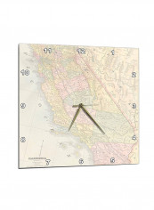 Vintage California Map Printed Wall Clock Multicolour 15 x 15inch