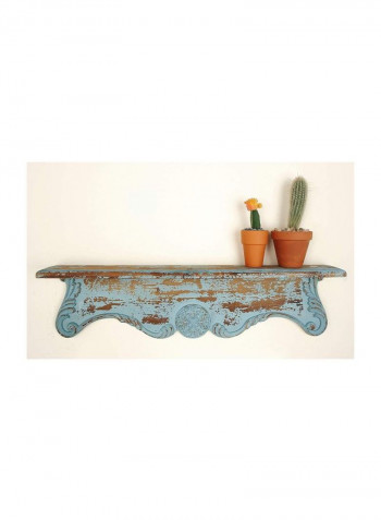 Wooden Wall Shelf Blue/Brown 32x8inch