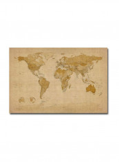 Antique World Map Canvas Wall Art Multicolour 22 x 32inch
