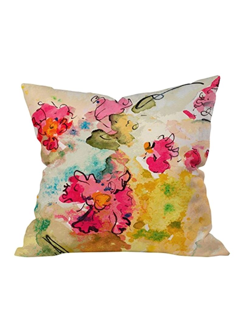 Art Pink Fantasy Throw Pillow Yellow/Green/Pink 18x18inch