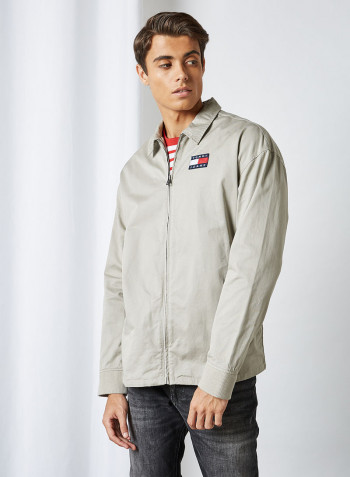 Cotton Logo Patch Jacket Stone