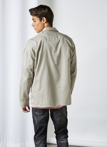 Cotton Logo Patch Jacket Stone