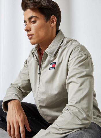 Cotton Logo Patch Jacket Stone