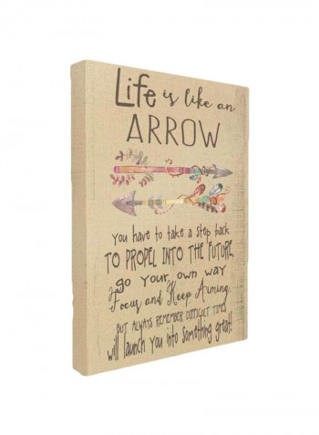 Decorative Life Is Like An Arrow Canvas Wall Art Beige/Grey/Pink 16x20x1.5inch