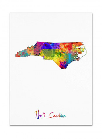 North Carolina Map Canvas Wall Art Multicolour 18 x 24inch