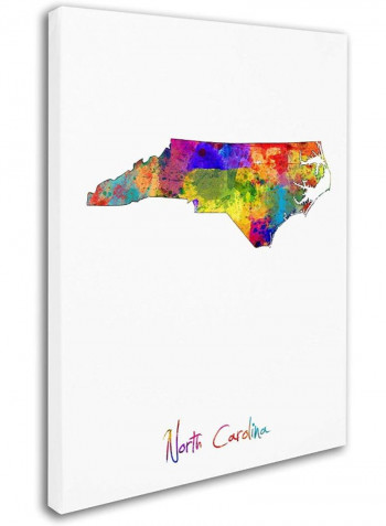 North Carolina Map Canvas Wall Art Multicolour 18 x 24inch