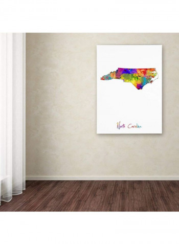 North Carolina Map Canvas Wall Art Multicolour 18 x 24inch