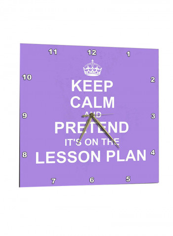 Quote Printed Wall Clock Purple 15 x 15inch
