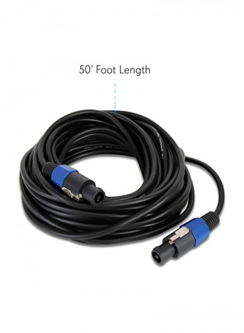 12-Gauge Speakon To Speakon Professional Speaker Cable Wire 50feet Black