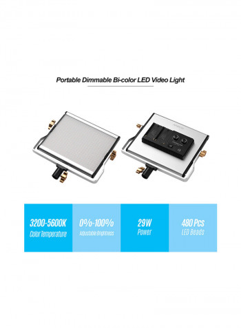 Portable Video Light Panel Fill-In Lamp With  Stand Black
