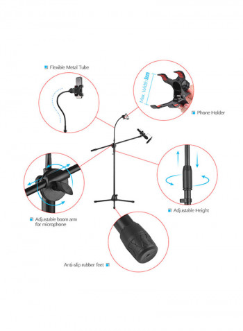 Metal Microphone Floor Stand Tripod With Adjustable Height