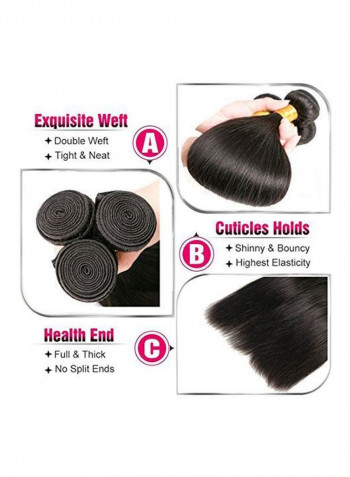 3-Piece Brazilian Straight Hair Extensions Natural Black