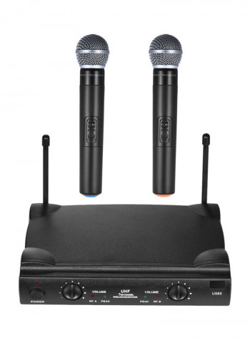 UHF Dual Channels Wireless Microphone Mic System with Receiver