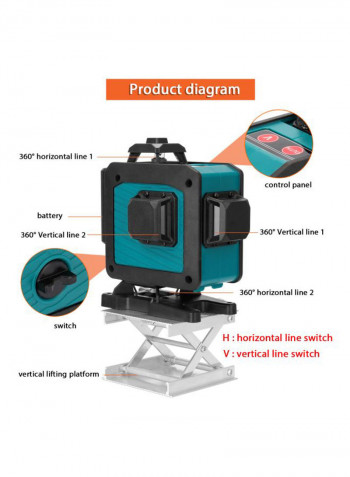 Multifunctional 4D 16 Lines Laser Level Tool Set Green/Black 30x18x21cm