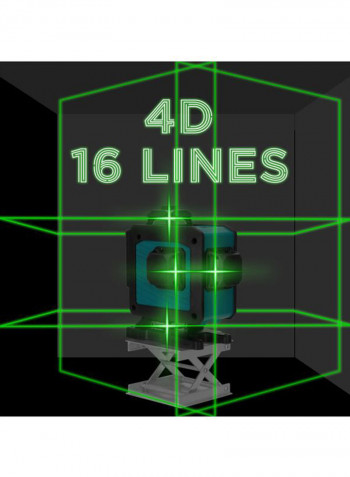 Multifunctional 4D 16 Lines Laser Level Tool Set Green/Black 30x18x21cm