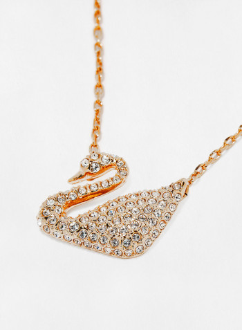 Swan Necklace, White, Rose Gold Plated