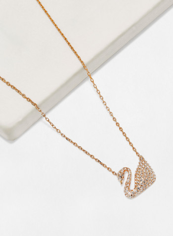 Swan Necklace, White, Rose Gold Plated