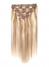 Clip Straight Remy Human Hair Extension Brown 16inch