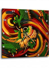 Oriental Dragon Printed Wall Clock Multicolour 10 x 10inch