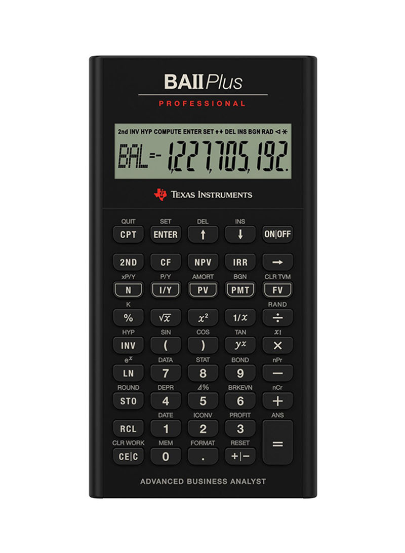 10-Digit TI-BA II Plus Professional Financial Calculator Black/Silver