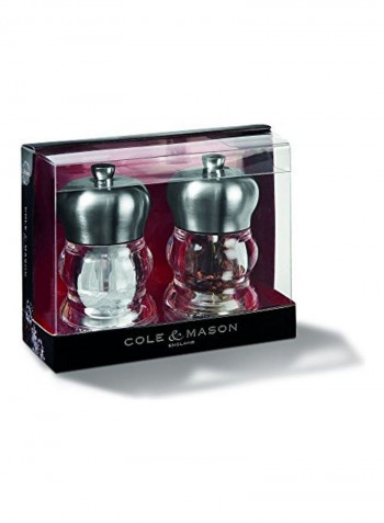 2-Piece Ascot Salt And Pepper Mill Set Clear/Silver