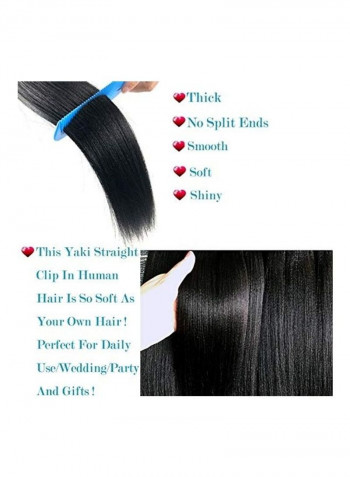 7-Piece Italian Yaki Straight Clip In Hair Extensions Black 14inch