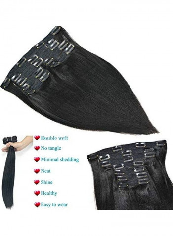 7-Piece Italian Yaki Straight Clip In Hair Extensions Black 14inch