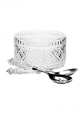 3-Piece Dublin Salad Set Clear/Silver