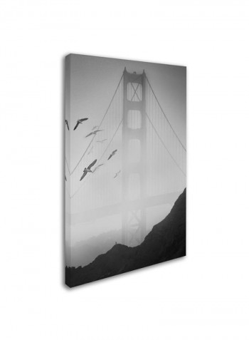 Gold Ornate Frameen Gate Pier And Birds I Framed Wall Art Black/White 16 x 24inch