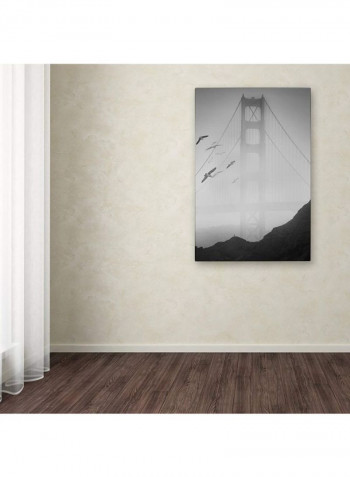 Gold Ornate Frameen Gate Pier And Birds I Framed Wall Art Black/White 16 x 24inch