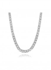 18 Karat Rhodium Plated Brass Tennis Necklace With Zircon