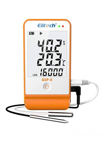 Temperature And Humidity Data Logger Recorder White/Clear/Orange 2.4x0.8x4.6inch