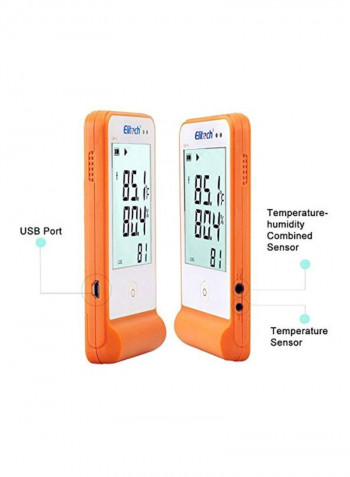 Temperature And Humidity Data Logger Recorder White/Clear/Orange 2.4x0.8x4.6inch