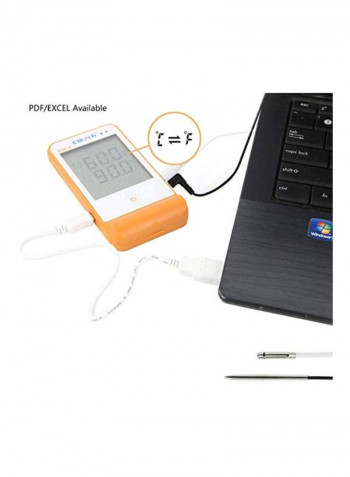 Temperature And Humidity Data Logger Recorder White/Clear/Orange 2.4x0.8x4.6inch