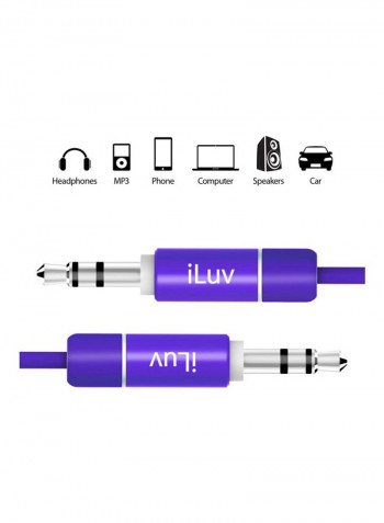 Aux-in Audio Cable 3feet Purple